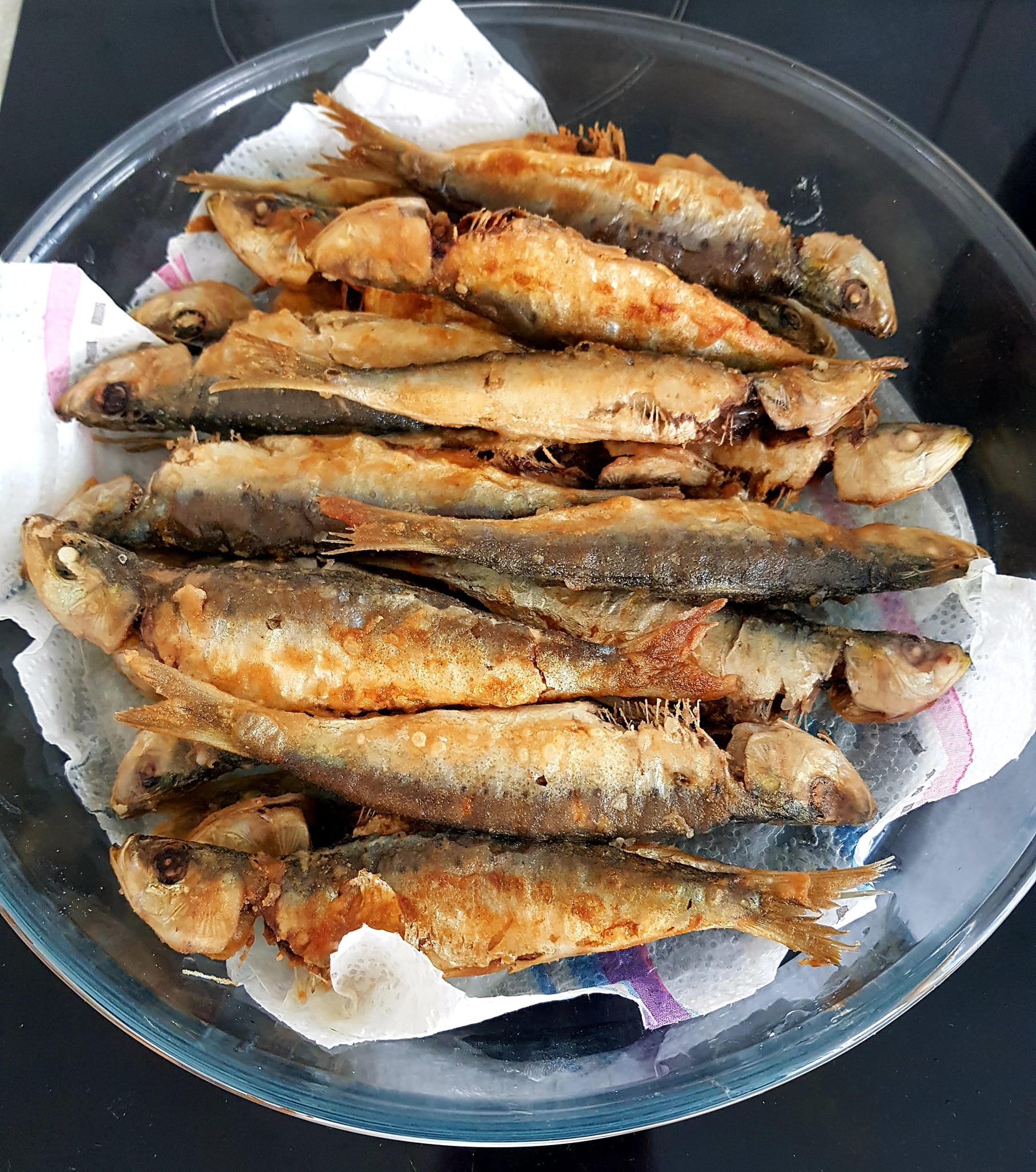 Carapaus fritos com Arroz de Agrião