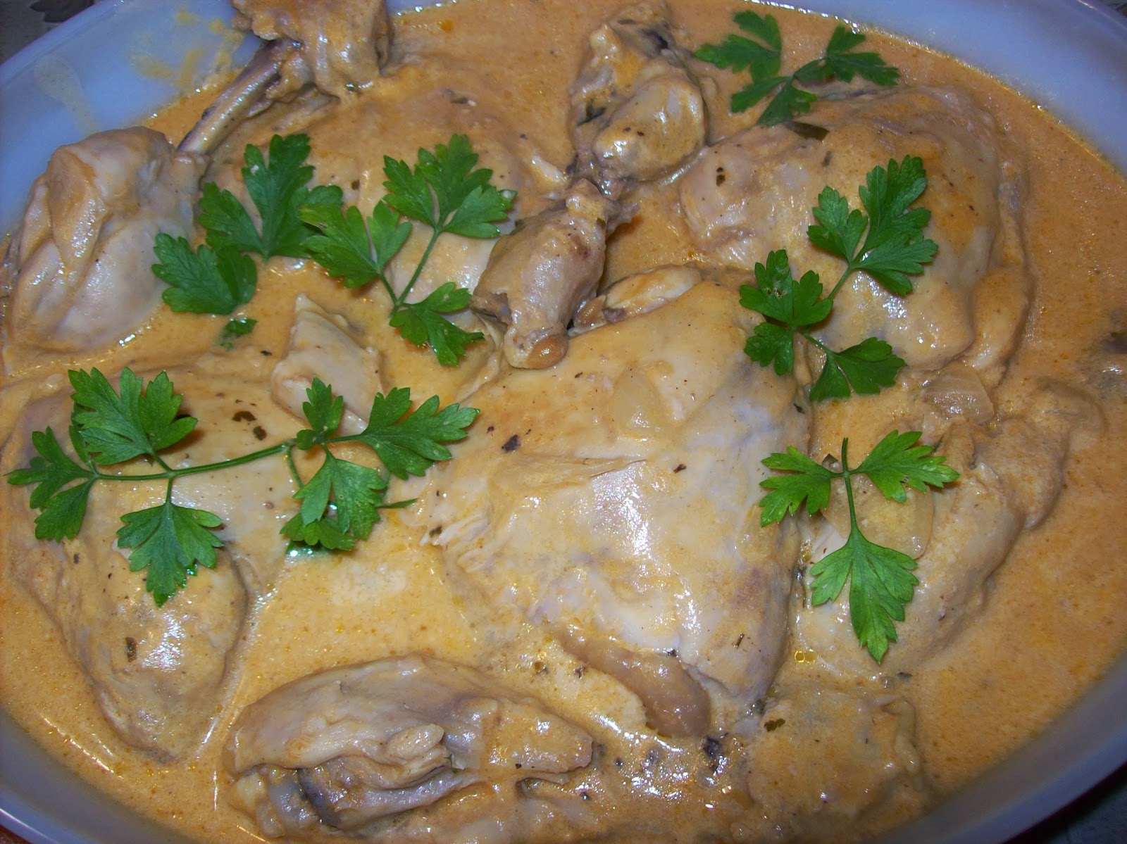 Pernas de Frango com Natas e sopa de cebola